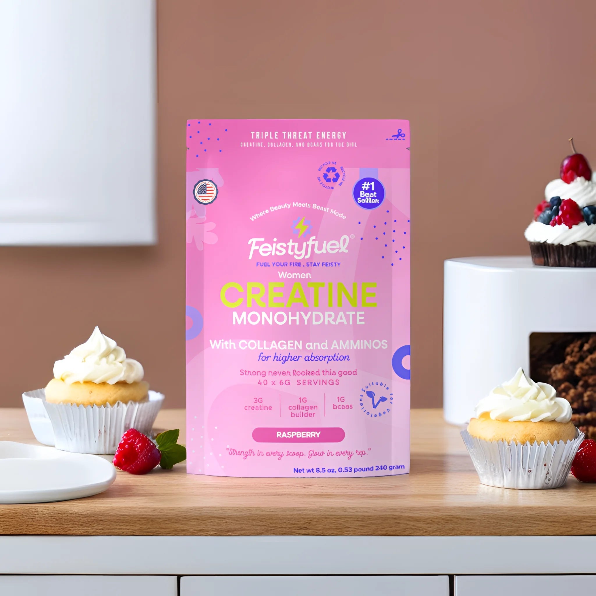 Raspberry Creatine – Female Gym Creatine Clean Energy – FeistyFuel