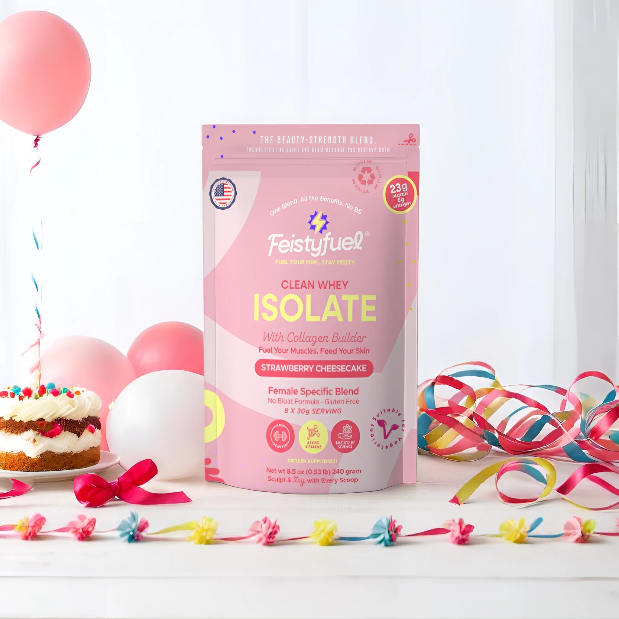 Strawberry Cheesecake Whey Isolate Protein for Women – Feisty Fuel