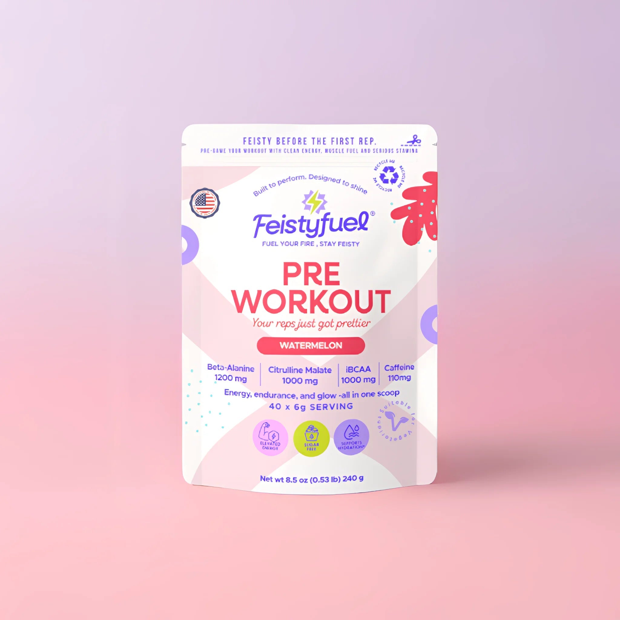 Female Gym Preworkout Clean Energy – Watermelon | FeistyFuel