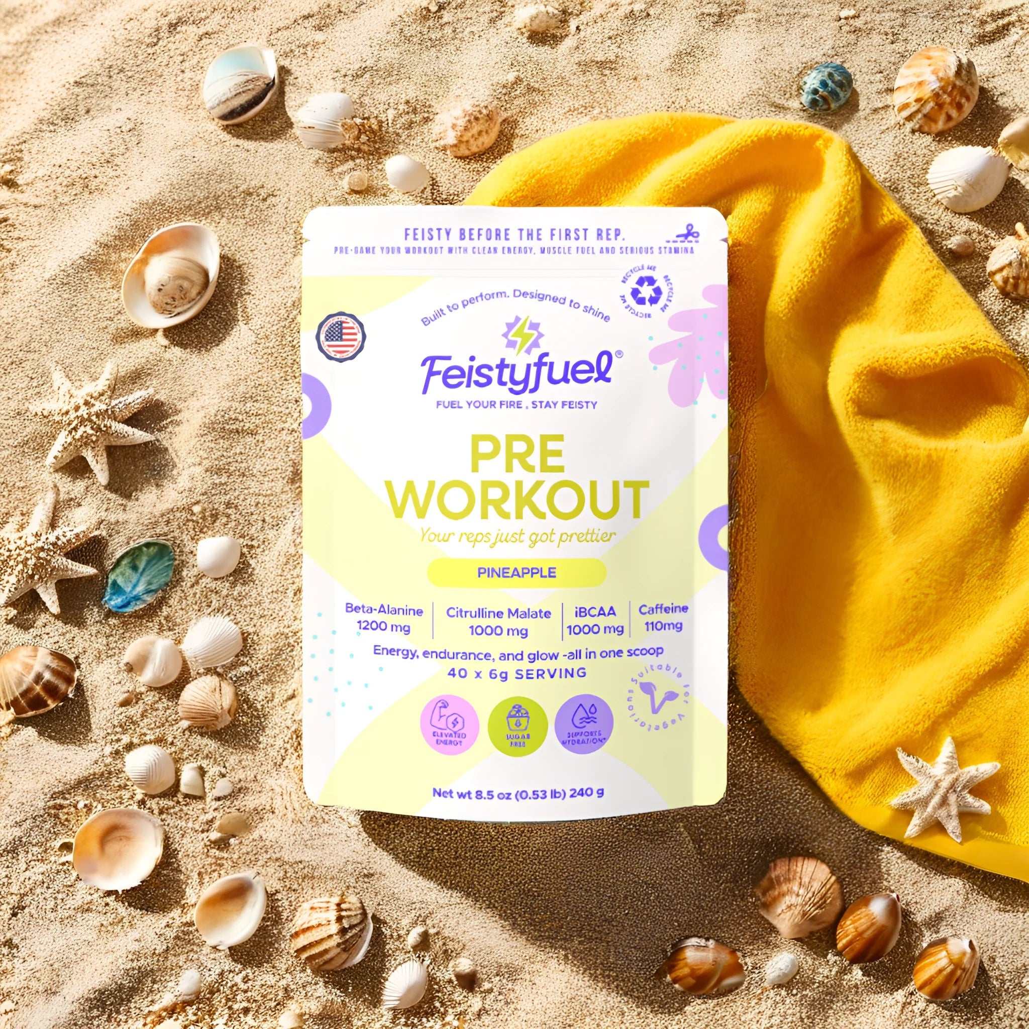 Female Gym Preworkout Clean Energy – Pineapple Flavor | FeistyFuel